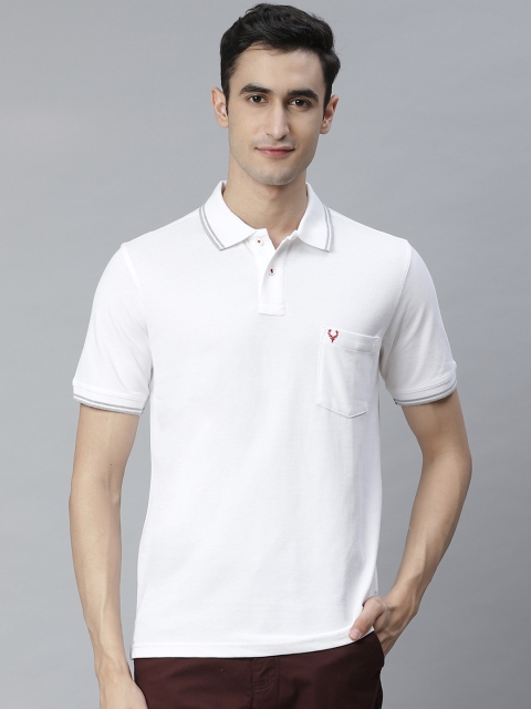 Allen Solly Men White Solid Polo Collar T-shirt