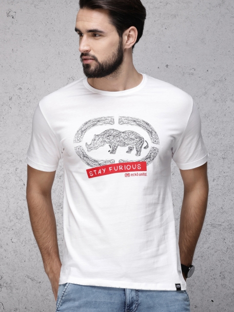 Ecko Unltd Men White Printed Slim Fit T-shirt