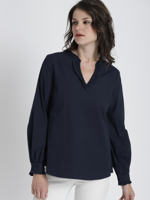 Chemistry Women Navy Blue Solid Top