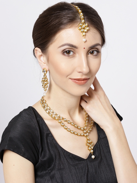 Priyaasi Gold-Toned Kundan-Studded Layered Jewellery Set