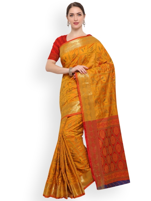 Satrani Yellow Poly Silk Woven Design Banarasi Saree