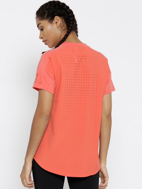 ADIDAS Women Coral Red Z.N.E Solid T-shirt