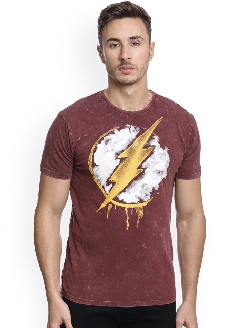 DC Comics featured Red Flash Printed Tshirt for Men, Maroon