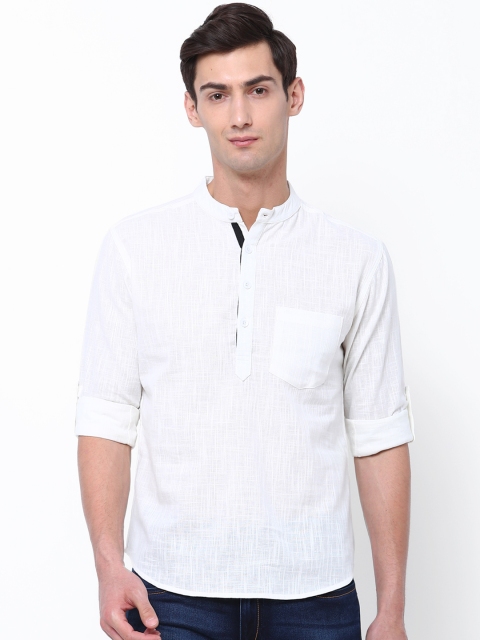 Svanik Men White Solid Straight Kurta