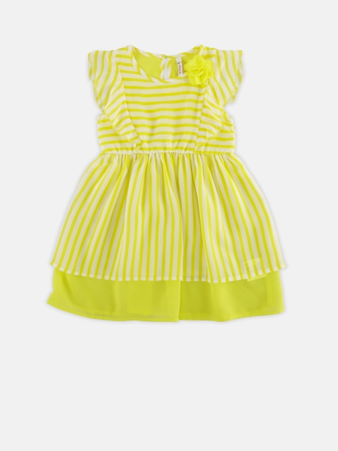 CHALK by Pantaloons Girls Yellow Striped A-Line Dress