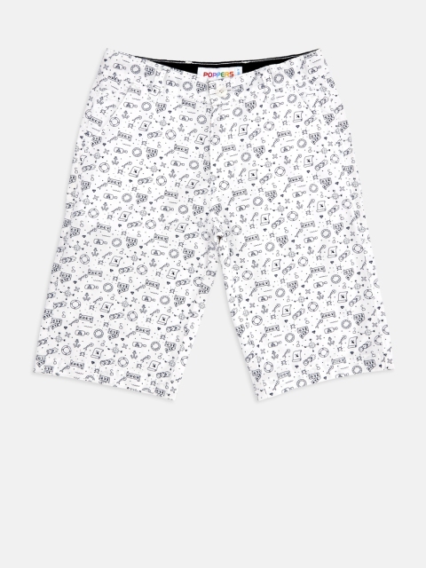 POPPERS by Pantaloons Boys White Printed Regular Fit Regular Shorts