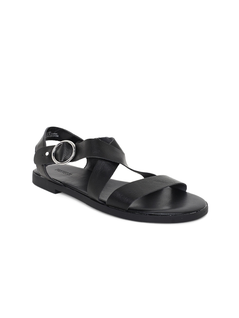 FOREVER 21 Women Black Solid Open Toe Flats