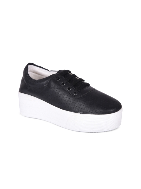 meriggiare Women Black Flatform Sneakers