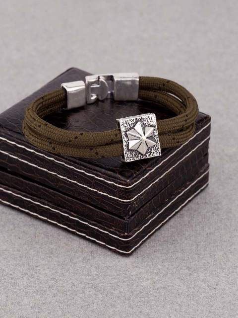 Dare by Voylla Men Silver-Toned & Olive Green Metal Silver-Plated Handcrafted Multistrand Bracelet
Dare by Voylla Men Silver-Toned & Olive Green Metal Silver-Plated Handcrafted Multistrand Bracelet