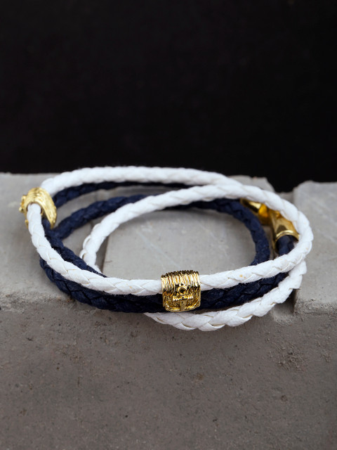 Dare by Voylla Men Navy Blue & White Brass Gold-Plated Handcrafted Multistrand Bracelet
Dare by Voylla Men Navy Blue & White Brass Gold-Plated Handcrafted Multistrand Bracelet
