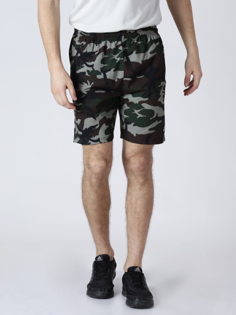 Alcis Men Khaki Printed Slim Fit Sports Shorts
