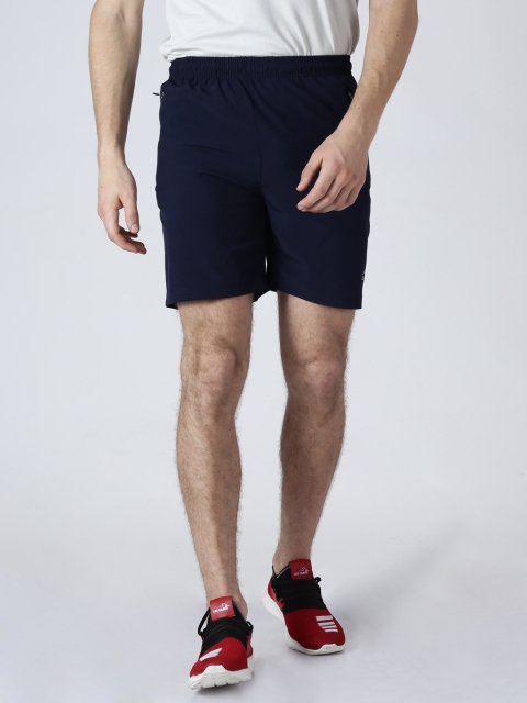 Alcis Men Navy Blue Solid Slim Fit Sports Shorts