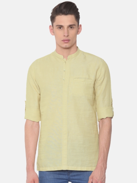 British Club Men Beige Solid Straight Kurta