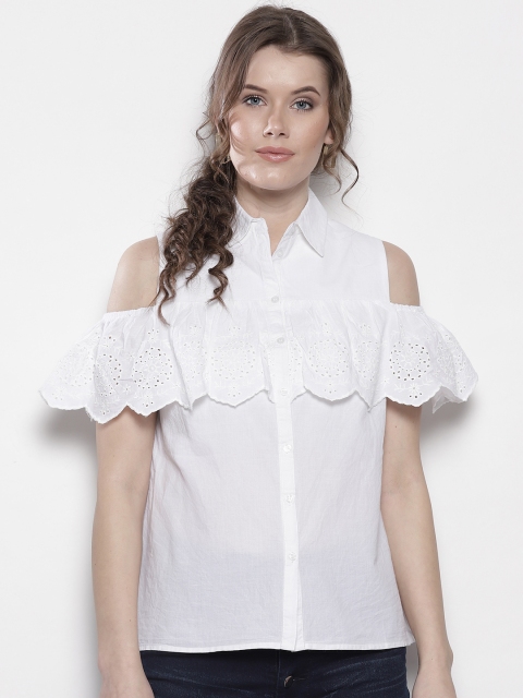 DOROTHY PERKINS Women White Regular Fit Solid Casual Shirt