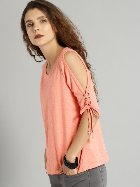 Roadster Women Peach-Coloured Solid Top