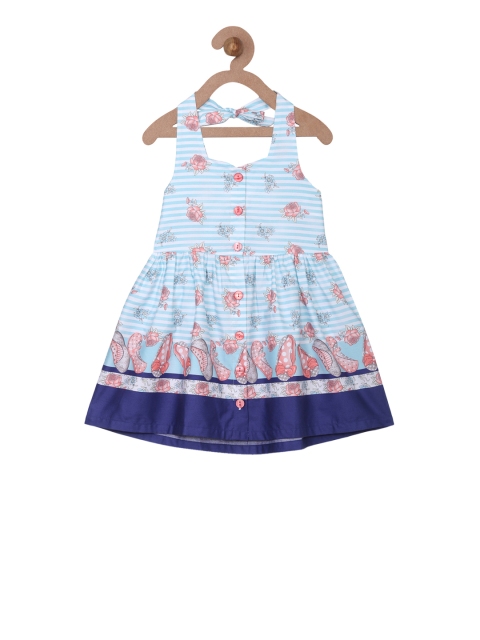 Campana Girls White Printed Fit and Flare Dress