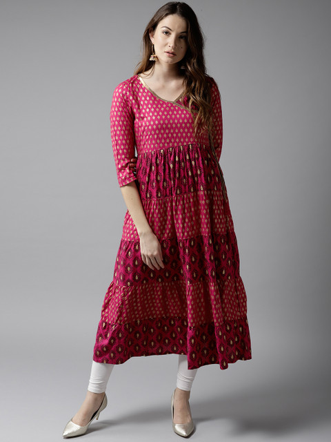 Moda Rapido Women Pink & Golden Printed Angrakha A-Line Kurta
Moda Rapido Women Pink & Golden Printed Angrakha A-Line Kurta