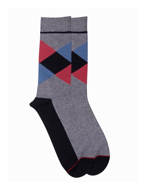 Soxytoes Men Black & White Striped Socks, Grey