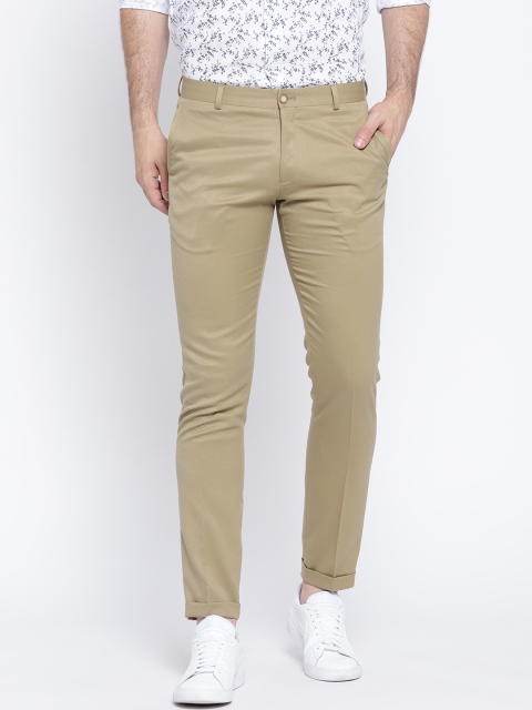 Blackberrys Men Khaki Regular Fit Solid Regular Trousers