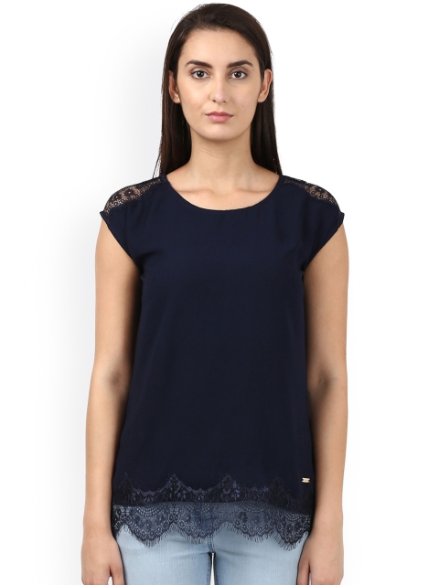 Park Avenue Women Blue Solid Top