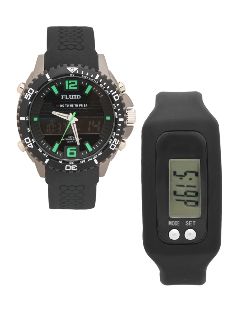 FLUID Men Watch Gift Set, Black