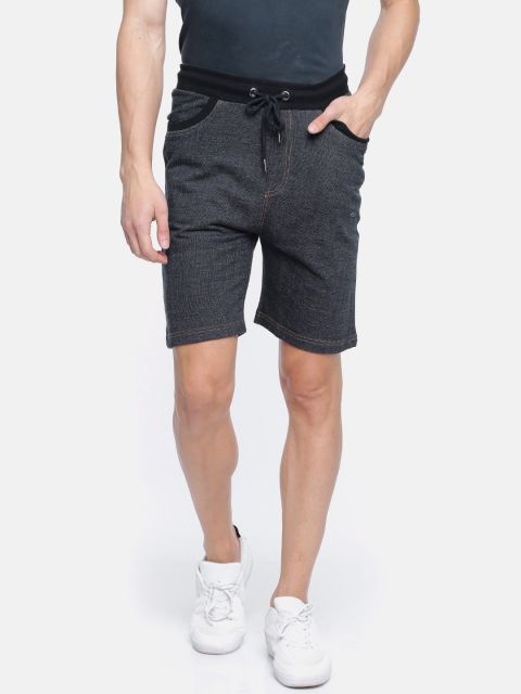 Proline Active Men Navy Hybrid Denim Sports Shorts, Navy blue