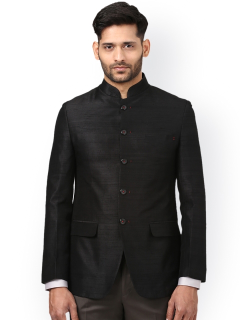 ethnix by Raymond Men Black Khadi Cotton Self-Design Slim Fit Ethnic Bandhgala Blazer
ethnix by Raymond Men Black Khadi Cotton Self-Design Slim Fit Ethnic Bandhgala Blazer