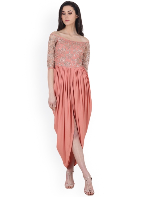 Cation Women Coral Embellished Maxi Dress