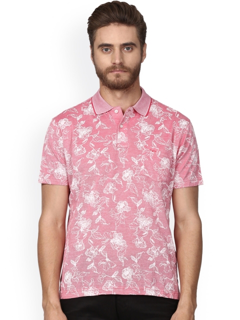 ColorPlus Men Pink Printed Polo Collar T-shirt