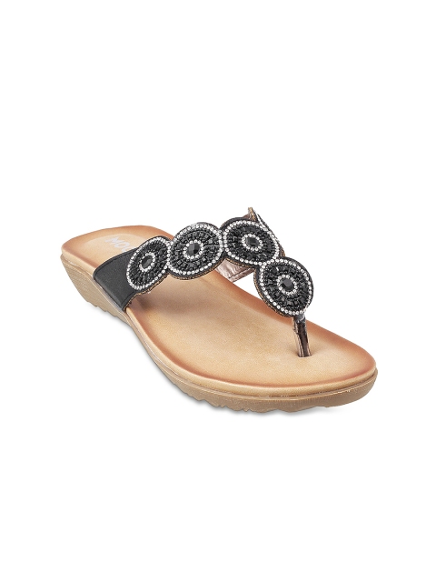 Mochi Women Black Solid Sandals