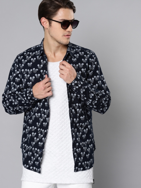 Kook N Keech Disney Men Navy Blue Regular Fit Printed Casual Shirt