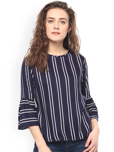 Mayra Women Blue Striped Top