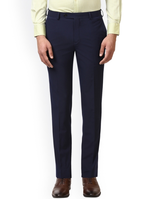 Raymond Men Blue Slim Fit Solid Formal Trousers