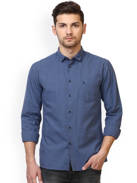 Parx Men Blue Slim Fit Checked Casual Shirt