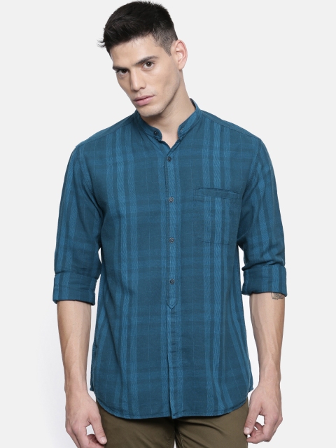 Nature Casuals Men Blue Regular Fit Checked Casual Shirt