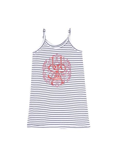 U.S. Polo Assn. Kids Girls White Striped Sheath Dress