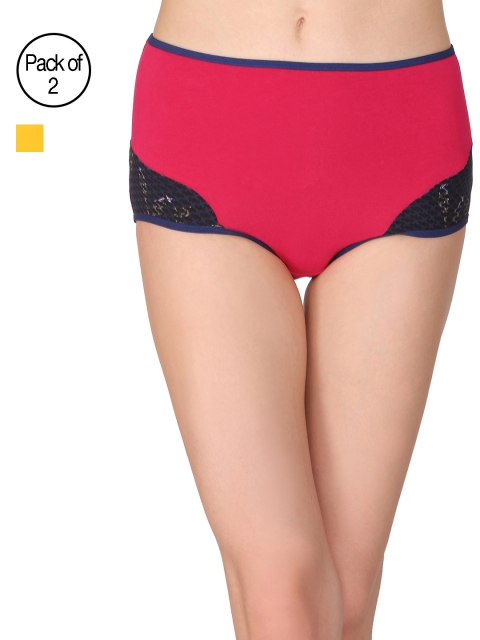 Clovia Pack of 2 High Waist Solid Hipster Briefs COMPNC041, Yellow