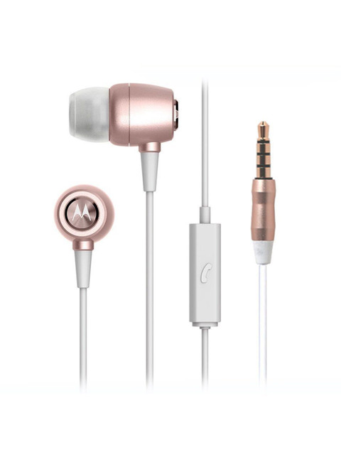 Motorola Unisex White & Rose Gold-Toned EAR BUDS Earphones 
Motorola Unisex White & Rose Gold-Toned EAR BUDS Earphones