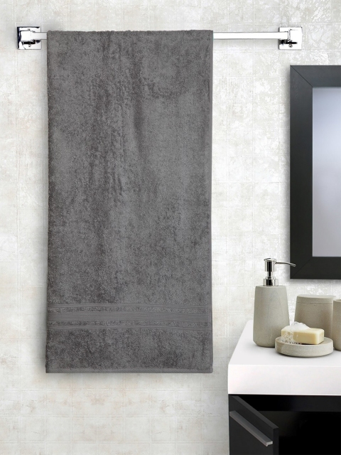 Lushomes Grey Solid Bath Towel
