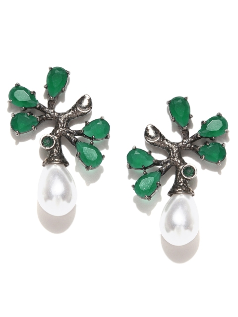 PANASH Green & Off-White Rhodium-Plated Handcrafted CZ Stone-Studded Contemporary Studs
PANASH Green & Off-White Rhodium-Plated Handcrafted CZ Stone-Studded Contemporary Studs