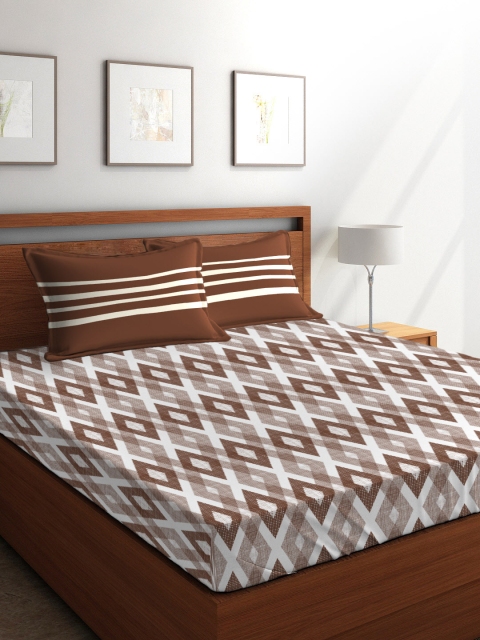 Tomatillo White & Brown Geometric Flat 120 TC Polycotton 1 Extra Large Bedsheet with 2 Pillow Covers
Tomatillo White & Brown Geometric Flat 120 TC Polycotton 1 Extra Large Bedsheet with 2 Pillow Covers