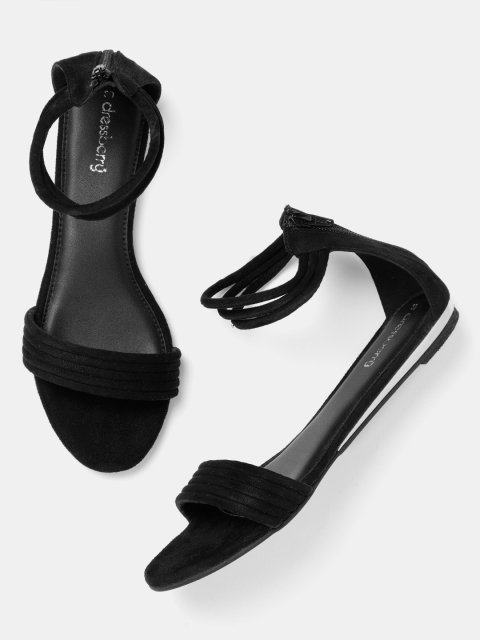 DressBerry Women Black Solid Open Toe Flats