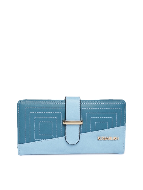 Sugarush Women Blue Colourblocked Two Fold Wallet