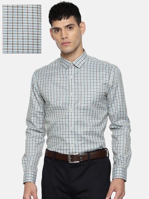 Independence Men Beige & Blue Slim Fit Checked Formal Shirt 
Independence Men Beige & Blue Slim Fit Checked Formal Shirt