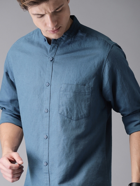 Moda Rapido Men Blue Solid Casual Shirt