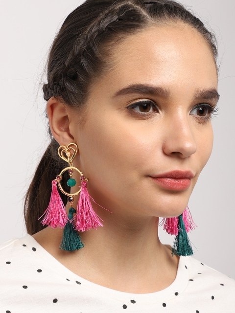 Estelle Gold-Toned Circular Tasselled Drop Earrings