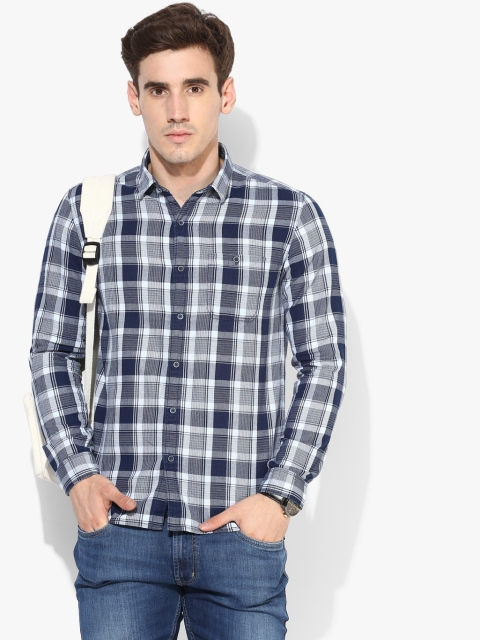 Numero Uno Men Blue Slim Fit Checked Casual Shirt