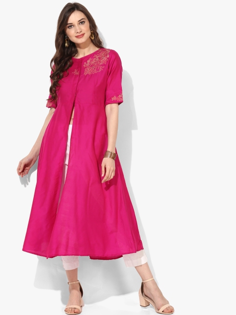 Sangria Women Pink Solid Anarkali Kurta