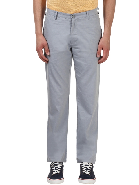 ColorPlus Men Grey Regular Fit Solid Regular Trousers