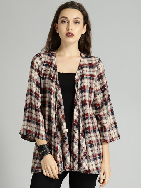 Roadster Time Travlr Beige & Navy Checked Open Front Shrug
Roadster Time Travlr Beige & Navy Checked Open Front Shrug